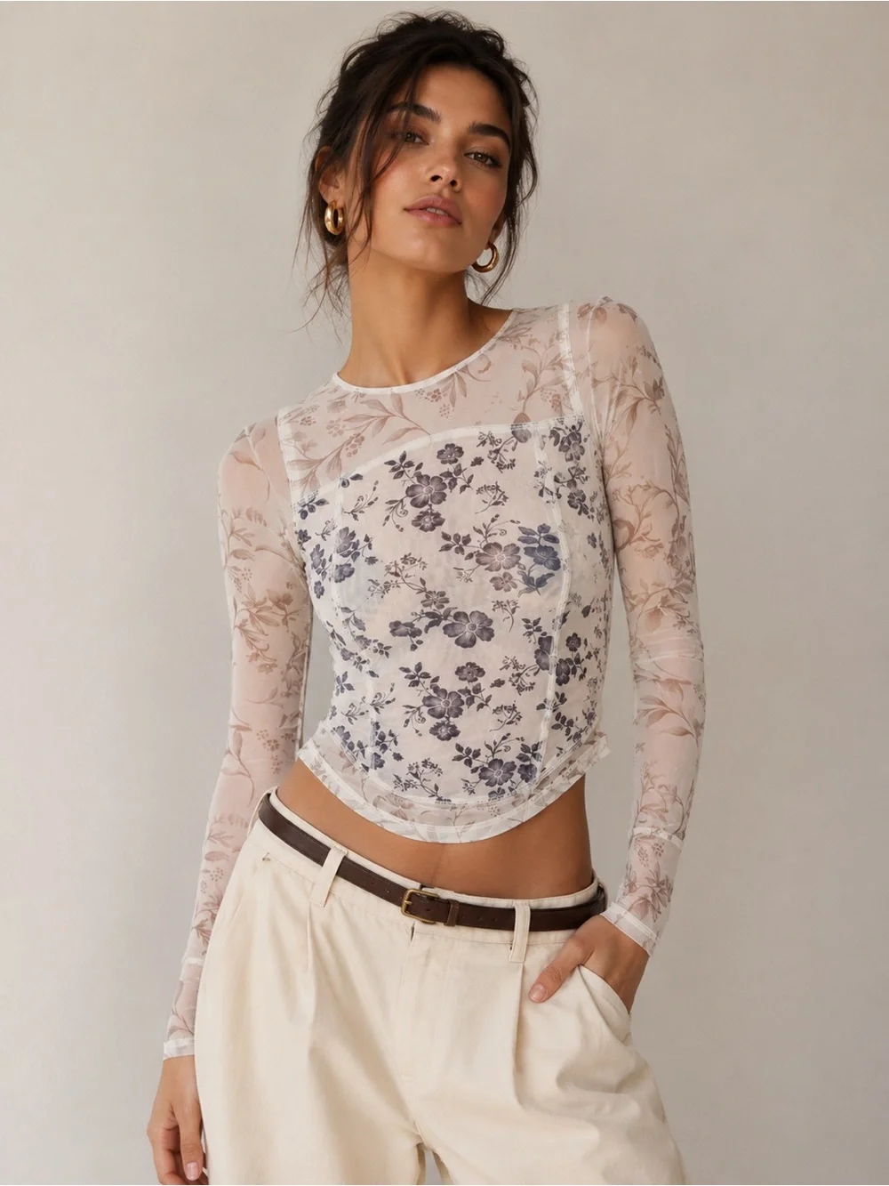 🎉LAST PIECE🎉FREE PEOPLE Betty's Garden Top‎ in Neutral Combo